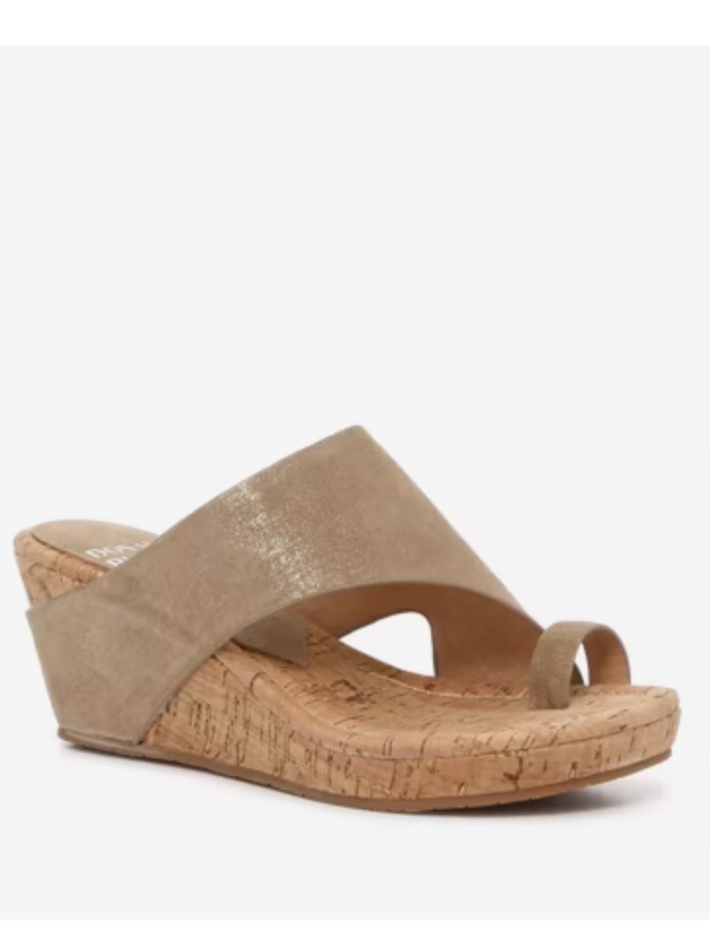 Donald Pliner Gyer Wedge Sandal Tan Gold Suede Cork Slide Sandals Size 10